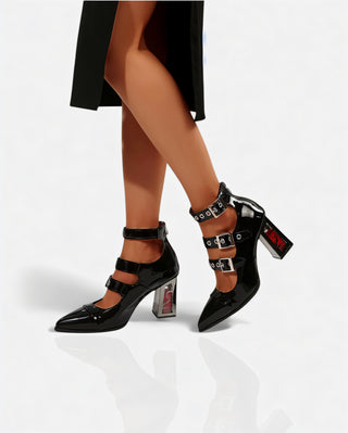 MARIBEL Sharp Toe Gothic Clasp Heels Tall Heel