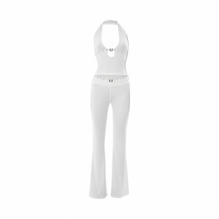 SIANE Halter Cutout Top & Studded Pant Set