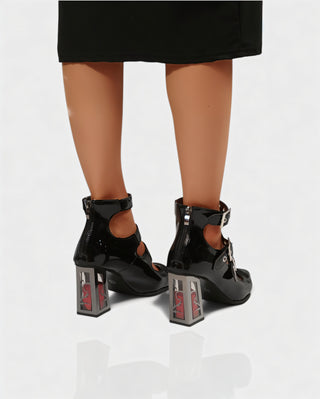 MARIBEL Sharp Toe Gothic Clasp Heels Tall Heel