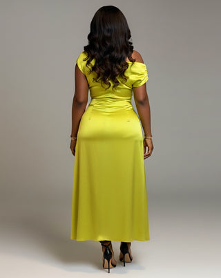 LOVISA Off-Shoulder Draped Asymmetrical Midi Dress