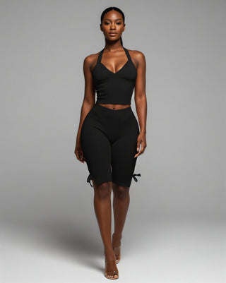 CHIYA Halter Crop Top & Side-Tie Capri Pants Set