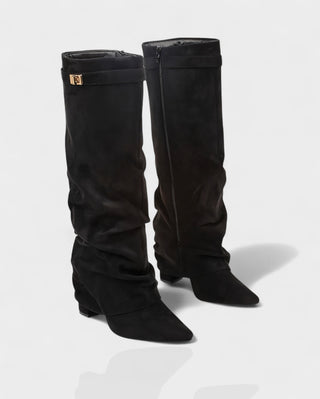 MAISY Slouchy Pointed-Toe Knee-High Boots