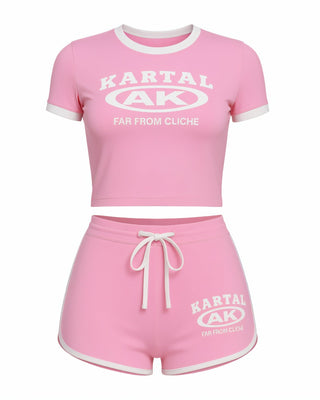 MERRYN Graphic Print Crop Top & Shorts Set