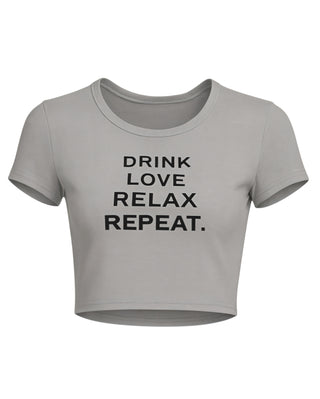 VERONICA Graphic Slogan Crop Top