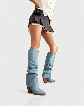 BETTY Denim Pointed Toe Slouchy Cowboy Boots
