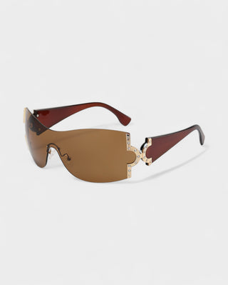 YORAYA Shield Rimless Oversized Sunglasses