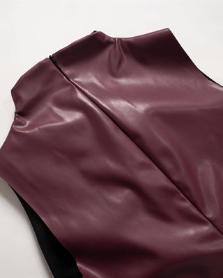 MABEL Faux Leather Draped Top