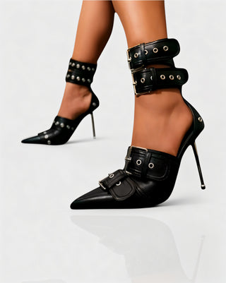 MARILYN Buckle Strap Pointed-Toe Stiletto Heels