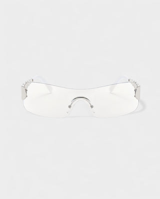 AMORA Circle Embellished Rimless Shield Sunglasses