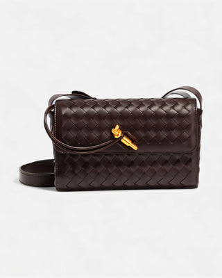 CLEO Mini Woven Gold Lock Accent Shoulder Bag