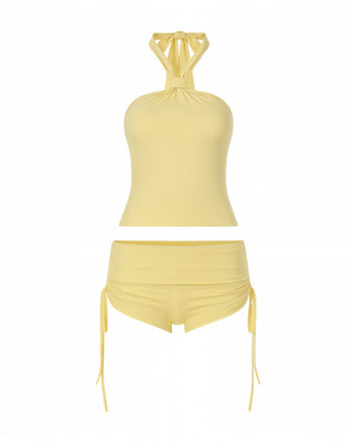 YANNIE Halter Neck Top & Drawstring Short Set