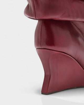 IRELLE Slouchy Faux Leather Pointed Wedge Heel Boots