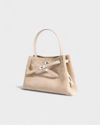 SOLARA Faux Suede Buckle Strap Tote Bag