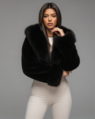 EZRA Plush Oversized Faux Fur Hooded Jacket