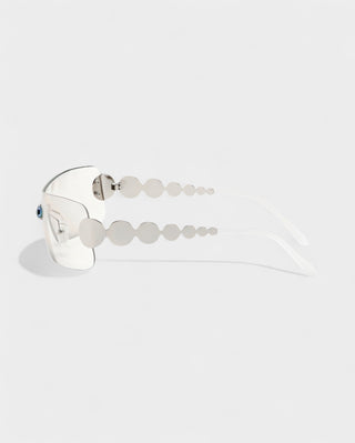 AMORA Circle Embellished Rimless Shield Sunglasses