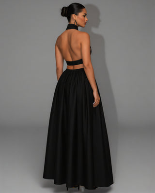 EYANE Collar Crop Top & Maxi Skirt Set