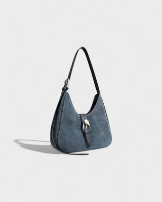 RIVARA Faux Suede Buckle Strap Shoulder Bag