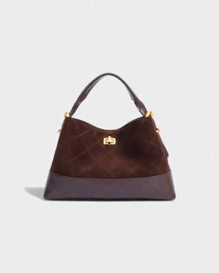 ELVIERA Quilted Faux Suede Handle Bag