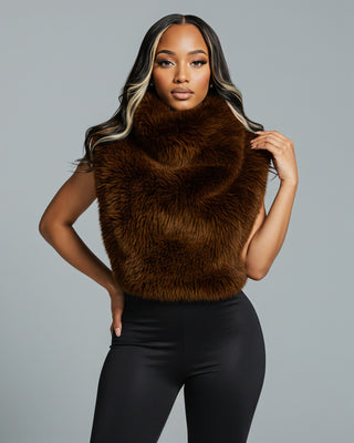 KARISE Plush Faux Fur Vest Top