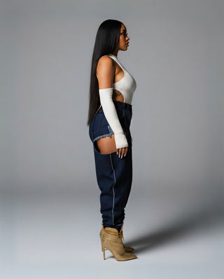 NAMI Distressed Denim Chaps Pants