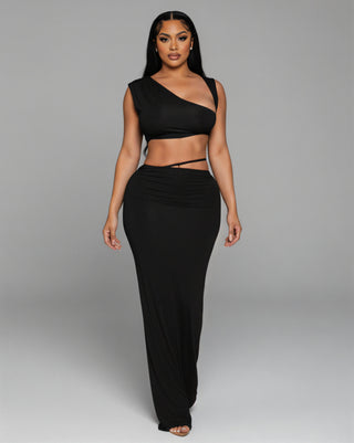 FRANCESCA Oblique Tube Top & Maxi Skirt Set