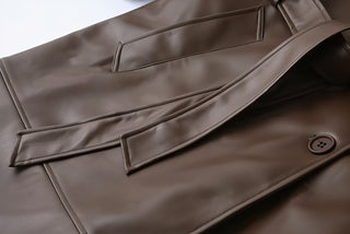 PAMOLA Faux Leather Trench Coat