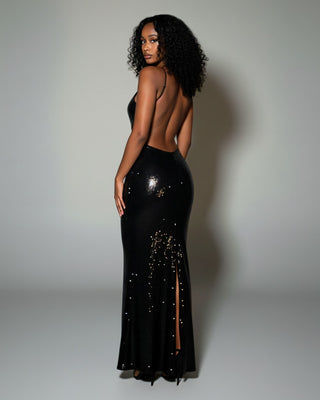 DELYA Sequin Backless Maxi Dress