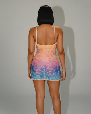 EMANY Rhinestone Embellished Gradient Mini Dress