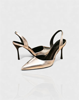 AELIN Pointed Silver Closed-Toe Heels