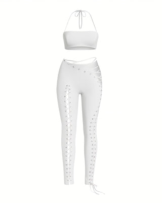 SORELA Crop Top & Lace-up Pants Set