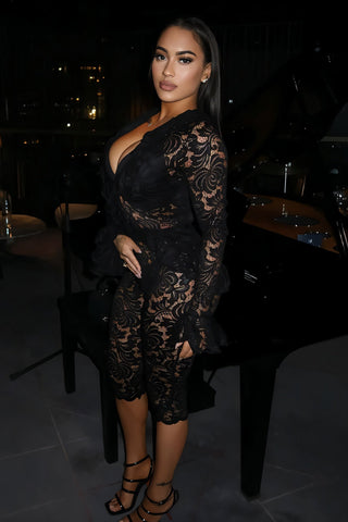 ANYA Lace Ruffle Top & Capri Pants Set