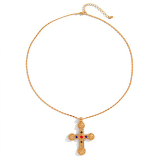 CAELIA Cross Gemstone Necklace