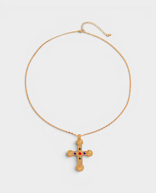 Collar de piedras preciosas con cruz de CAELIA