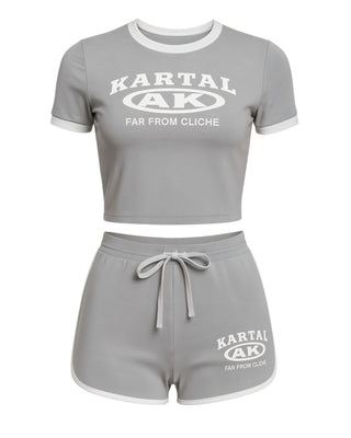 MERRYN Graphic Print Crop Top & Shorts Set