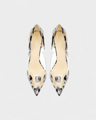 DALYA Transparent Pointed-Toe Leopard Heels