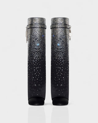 GALORA Allover Crystal Wedge Knee High Boots