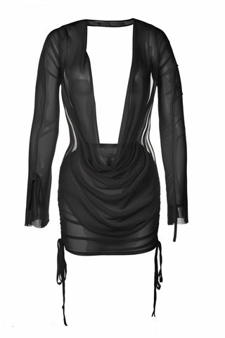 VALERIA Tie-up Mesh Gauze Pleated Skirt Set