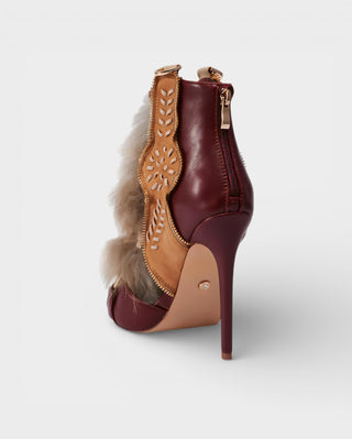 KELLA Faux-Fur Lace-Up Stiletto Heels