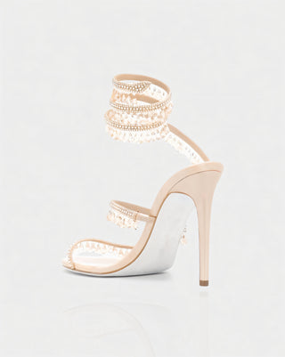 ALYRA Rhinestone Tassel Ankle-Wrap High Heels