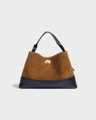ELVIERA Quilted Faux Suede Handle Bag