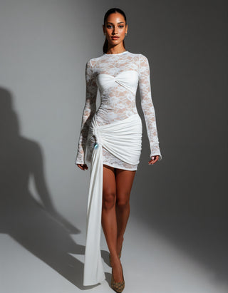 KIANA Lace Drape Mini Dress