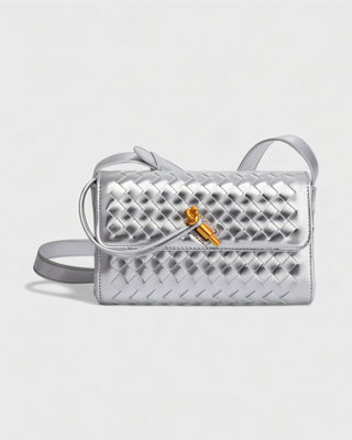 CLEO Mini Woven Gold Lock Accent Shoulder Bag