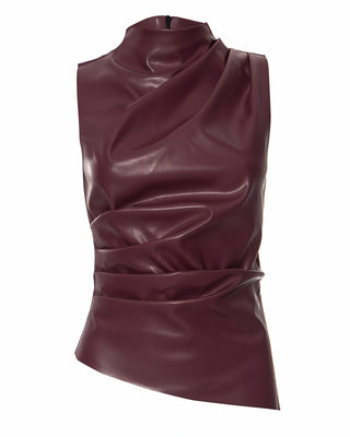 MABEL Faux Leather Draped Top