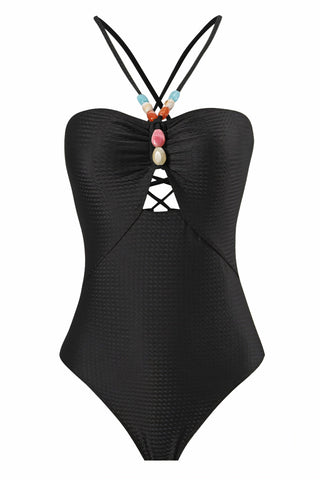 LOTTIE Beaded One-Piece Swimsuit & Tie Maxi Skirt Set