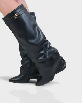 MAISY Slouchy Pointed-Toe Knee-High Boots