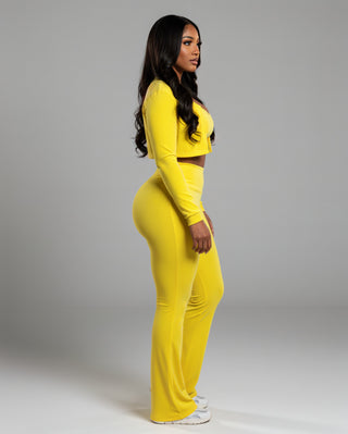 MARJORIE 3-Piece Zip Up Top & Flare Pants Set