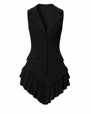 NIVARA Tailored Ruffle-Trim Tuxedo Romper