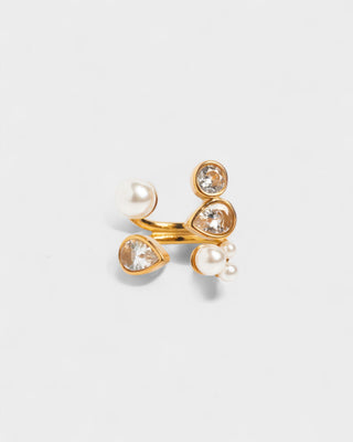 Anillo de perlas y piedras preciosas en racimo THALYN 