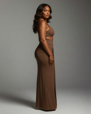 ZELLA Ruched High-Waist Draped Maxi Skirt