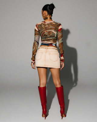 KIERRA Mesh Print Long Sleeve Top